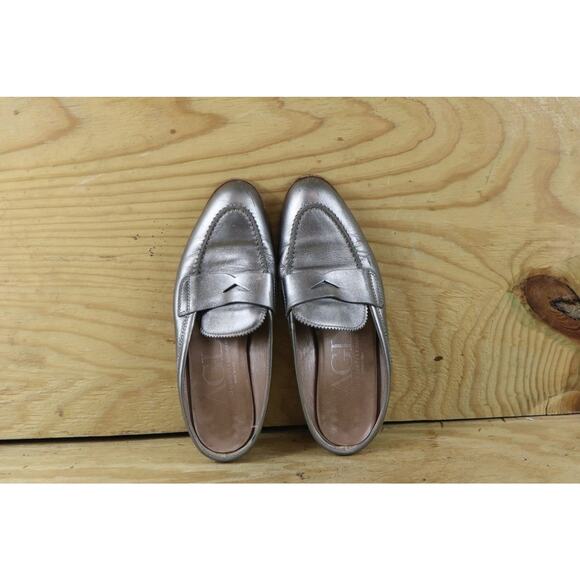 AGL AGL Attilio Giusti Leombruni Flats Silver Leather 39.5 Penny Loafers Italy - Picture 5 of 7